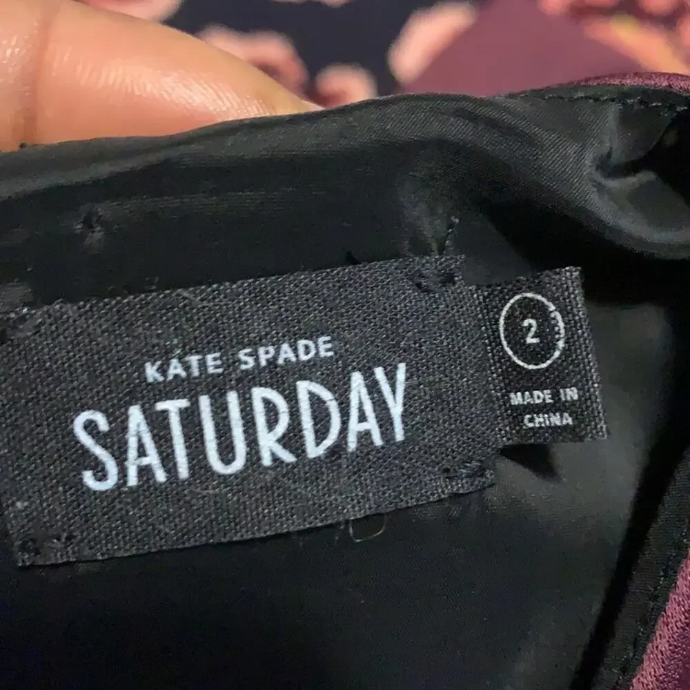 Kate Spade Saturday New York Burgundy Sheath Mini Dress Size 2 Women's